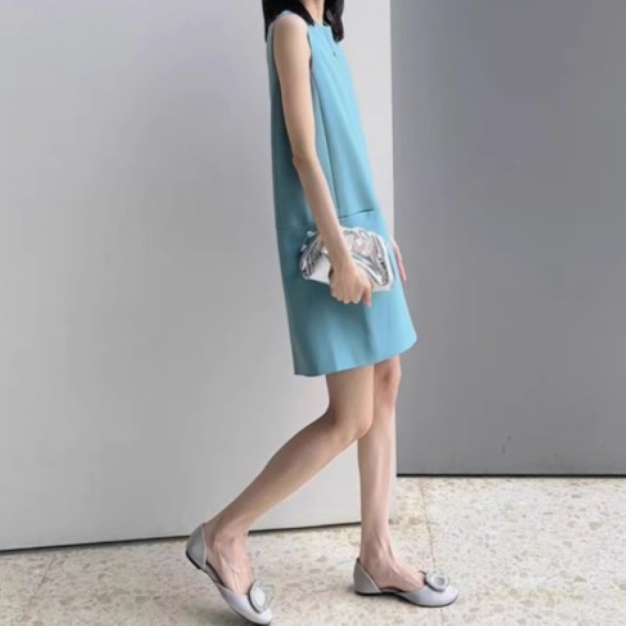 骨格ウェーブ フレンチ ボクシー Iラインワンピース